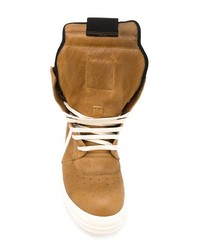 rotbraune hohe Sneakers aus Leder von Rick Owens