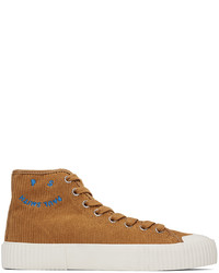 rotbraune hohe Sneakers aus Segeltuch von Ps By Paul Smith