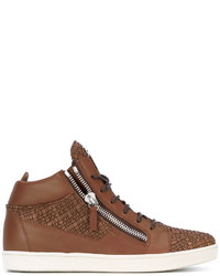 rotbraune hohe Sneakers von Giuseppe Zanotti Design