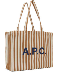 rotbraune horizontal gestreifte Shopper Tasche von A.P.C.