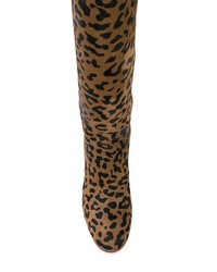 rotbraune kniehohe Stiefel aus Leder mit Leopardenmuster von Dvf Diane Von Furstenberg