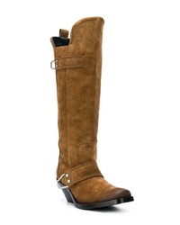 rotbraune kniehohe Stiefel aus Wildleder von Diesel