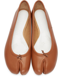 rotbraune Leder Ballerinas von Maison Margiela