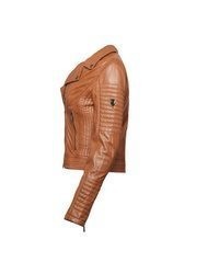 rotbraune Leder Bikerjacke von H.I.S