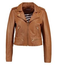 rotbraune Leder Bikerjacke von Ibana