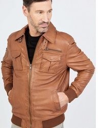 rotbraune Leder Bikerjacke von JCC
