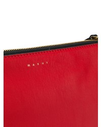 rotbraune Leder Clutch von Marni