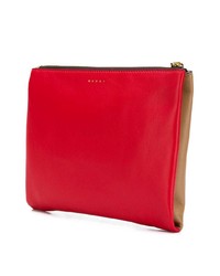 rotbraune Leder Clutch von Marni