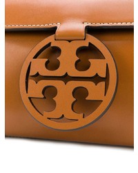 rotbraune Leder Clutch von Tory Burch