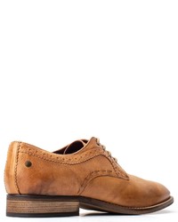 rotbraune Leder Derby Schuhe von Base London