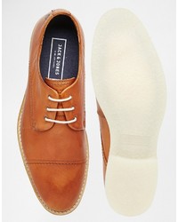 rotbraune Leder Derby Schuhe von Jack and Jones