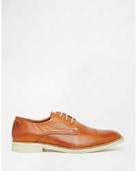 rotbraune Leder Derby Schuhe von Jack and Jones