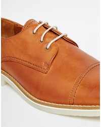 rotbraune Leder Derby Schuhe von Jack and Jones