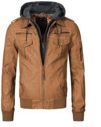rotbraune Leder Jeansjacke von INDICODE