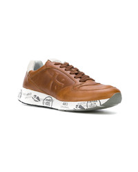 rotbraune Leder niedrige Sneakers von Premiata