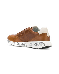 rotbraune Leder niedrige Sneakers von Premiata