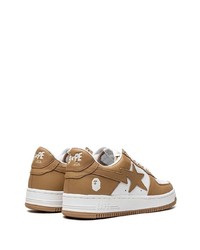 rotbraune Leder niedrige Sneakers von A Bathing Ape