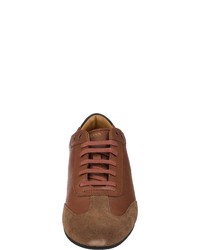 rotbraune Leder niedrige Sneakers von BOSS