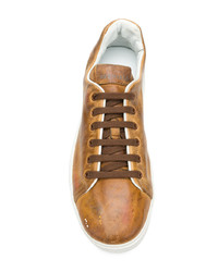 rotbraune Leder niedrige Sneakers von Premiata