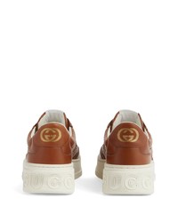 rotbraune Leder niedrige Sneakers von Gucci