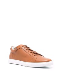 rotbraune Leder niedrige Sneakers von Corneliani