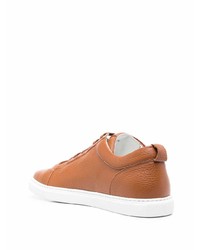 rotbraune Leder niedrige Sneakers von Corneliani