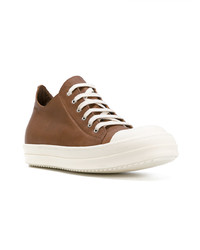 rotbraune Leder niedrige Sneakers von Rick Owens