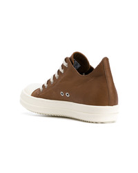 rotbraune Leder niedrige Sneakers von Rick Owens