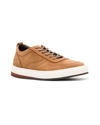 rotbraune Leder niedrige Sneakers von Corneliani