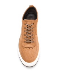 rotbraune Leder niedrige Sneakers von Corneliani