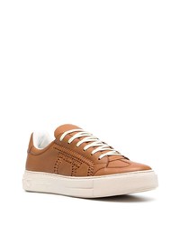 rotbraune Leder niedrige Sneakers von Salvatore Ferragamo