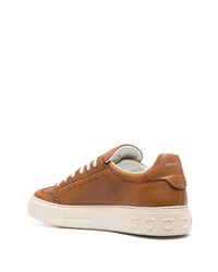 rotbraune Leder niedrige Sneakers von Salvatore Ferragamo