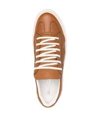 rotbraune Leder niedrige Sneakers von Salvatore Ferragamo