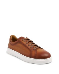 rotbraune Leder niedrige Sneakers von Magnanni