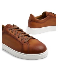 rotbraune Leder niedrige Sneakers von Magnanni