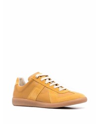 rotbraune Leder niedrige Sneakers von Maison Margiela