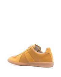 rotbraune Leder niedrige Sneakers von Maison Margiela