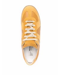 rotbraune Leder niedrige Sneakers von Maison Margiela