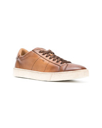 rotbraune Leder niedrige Sneakers von Santoni