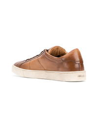 rotbraune Leder niedrige Sneakers von Santoni