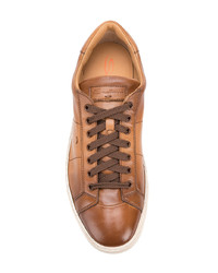 rotbraune Leder niedrige Sneakers von Santoni