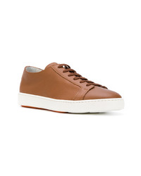 rotbraune Leder niedrige Sneakers von Santoni