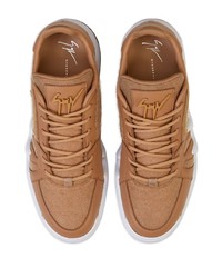 rotbraune Leder niedrige Sneakers von Giuseppe Zanotti