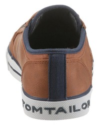 rotbraune Leder niedrige Sneakers von Tom Tailor