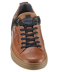 rotbraune Leder niedrige Sneakers von Wrangler