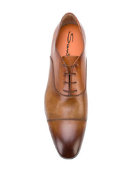 rotbraune Leder Oxford Schuhe von Santoni