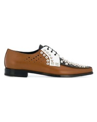 rotbraune Leder Oxford Schuhe von Prada