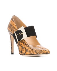 rotbraune Leder Pumps mit Schlangenmuster von Chloe Gosselin