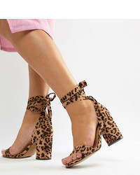 rotbraune Leder Sandaletten mit Leopardenmuster von ASOS DESIGN
