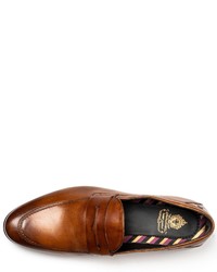 rotbraune Leder Slipper von Base London